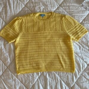 ☀️🔥Draper James - Yellow Pointelle Knit Sweater - XL